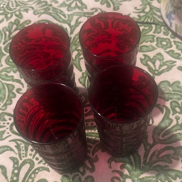 Set of 4 Ruby Red Anchor Hocking Vintage Tumblers - Picture 4 of 4